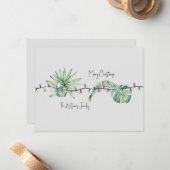 Weihnachtskarte für tropische Blätter und Lichter Mitteilungskarte (Vorderseite/Rückseite Beispiel)