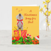 Weihnachtskarte für Vater White Dog Singen Karte (Gelbe Blume)