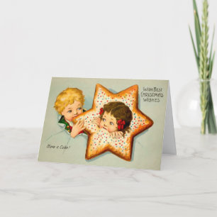 Weihnachtskarte für viktorianische Cookie-Kinder Feiertagskarte