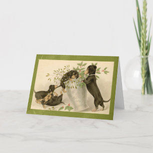 Weihnachtskarte für Vintage Dackeln Feiertagskarte