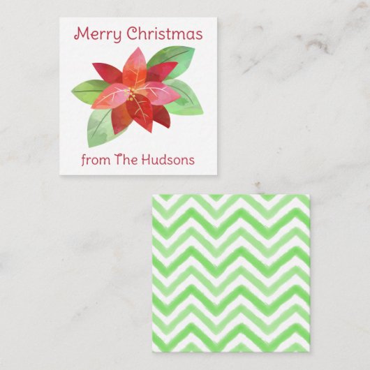Weihnachtskarte für Watercolor Poinsetta Mitteilungskarte (Vorne/Hinten)