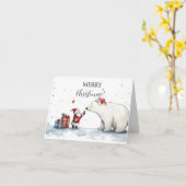 Weihnachtskarte für Weihnachtsmann und Bär Karte (Gelbe Blume)