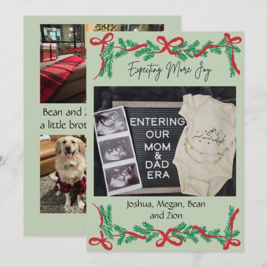 Weihnachtskarte für werdende Eltern mit dem Titel  Feiertagskarte (Vorne/Hinten)