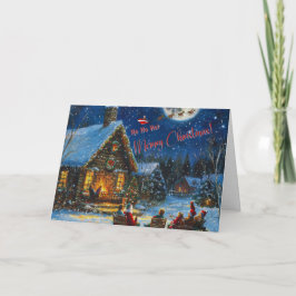 Weihnachtskarte - Gemütliche Winterhütte Karte