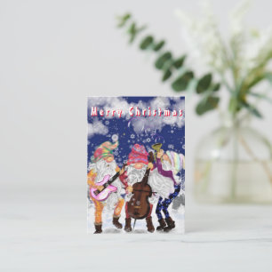 Weihnachtskarte Glückliche Gnome Musikband Mitteilungskarte