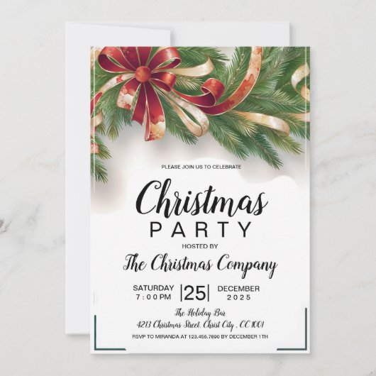 Weihnachtskarte - Goldene Party Einladung (Vorderseite)