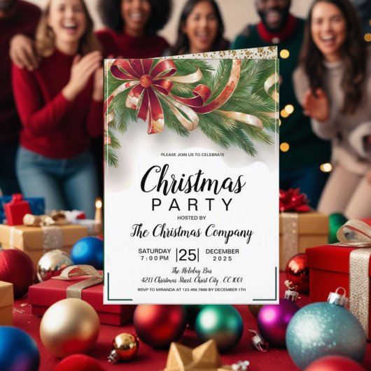 Weihnachtskarte - Goldene Party Einladung