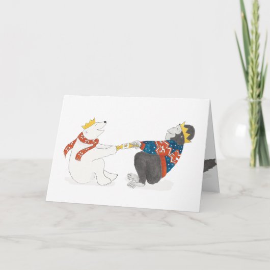 Weihnachtskarte Gorilla und Polar Bären Karte (Vorderseite)