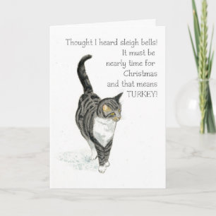 Weihnachtskarte - graue Tabby-Katze Feiertagskarte