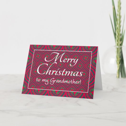Weihnachtskarte, Großmutter rot, grün Feiertagskarte (Vorderseite)