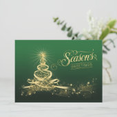 Weihnachtskarte | Grün, Imitate Gold Feiertagskarte (Stehend Vorderseite)