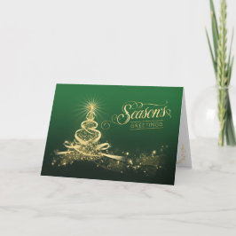 Weihnachtskarte | Grün, Imitate Gold Feiertagskarte