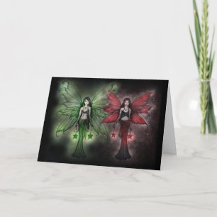 Weihnachtskarte Grün und Rot Fairies Feiertagskarte