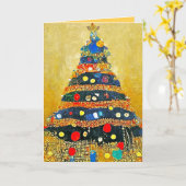 Weihnachtskarte Gustav Klimt Baum Lichter Karte (Gelbe Blume)