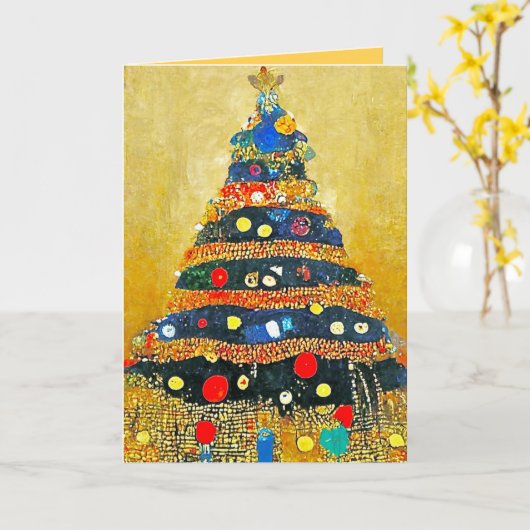 Weihnachtskarte Gustav Klimt Baum Lichter Karte (Gelbe Blume)
