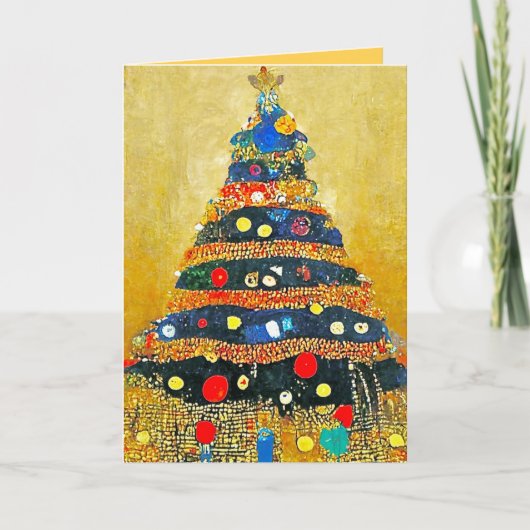 Weihnachtskarte Gustav Klimt Baum Lichter Karte (Vorderseite)