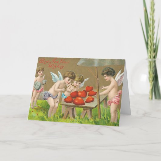 Weihnachtskarte | Happy New Year Angels Feiertagskarte (Vorderseite)