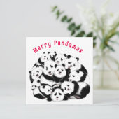 Weihnachtskarte Happy Pandas Family - Malerei (Stehend Vorderseite)