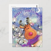 Weihnachtskarte Happy Rentier Postkarte (Vorne/Hinten)