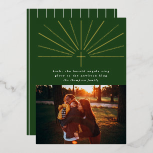 Weihnachtskarte Heiliger Kreuz Grün Foil Folieneinladung