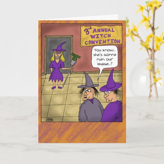 Weihnachtskarte: Hexenkongress Karte (Gelbe Blume)