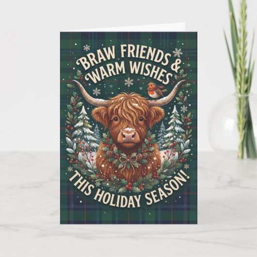Weihnachtskarte Highland Cow Braw Friends Karte (Vorderseite)