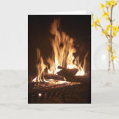 Weihnachtskarte "Holiday Fireplace" Karte (Gelbe Blume)