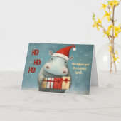 Weihnachtskarte "Holiday Spirit Hippo" Karte (Gelbe Blume)