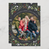 Weihnachtskarte Holly and Berries Einladung (Vorne/Hinten)