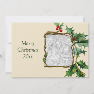 Weihnachtskarte, Holly und Rote Berries Feiertagskarte