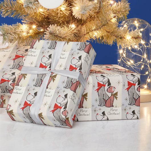 Weihnachtskarte Hund & Katze Rot & Schwarz Geschenkpapier (Feiertage)