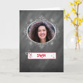 Weihnachtskarte im Foto, Chalkboard-Look, Anpassen Karte (Gelbe Blume)