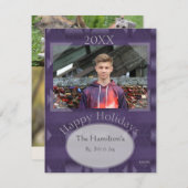 Weihnachtskarte im Lila Feiertagskarte (Vorne/Hinten)