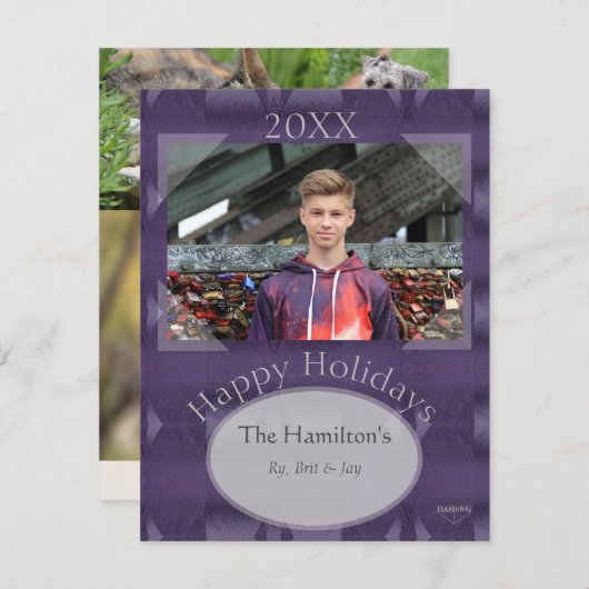 Weihnachtskarte im Lila Feiertagskarte (Vorne/Hinten)