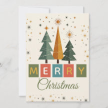 Weihnachtskarte im Mid-Century-Modern-Stil