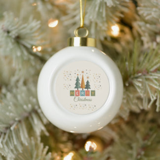 Weihnachtskarte im Mid-Century-Modern-Stil Keramik Kugel-Ornament