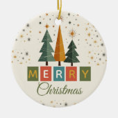 Weihnachtskarte im Mid-Century-Modern-Stil Keramik Ornament (Vorne)