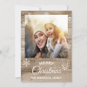 Weihnachtskarte im rustikalen braunen Holzdesign Feiertagskarte