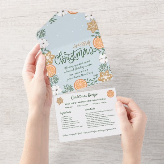 Weihnachtskarte im Süden - Teilung der Rezept All In One Einladung (Abreißen)