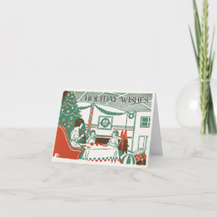 Weihnachtskarte im Vintagen Stil "Holiday Wish" Feiertagskarte