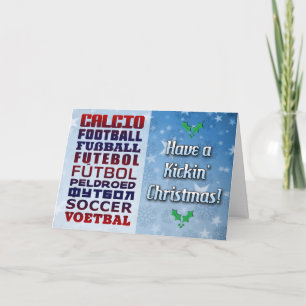 Weihnachtskarte in den einzelnen Fußballsprachen Feiertagskarte