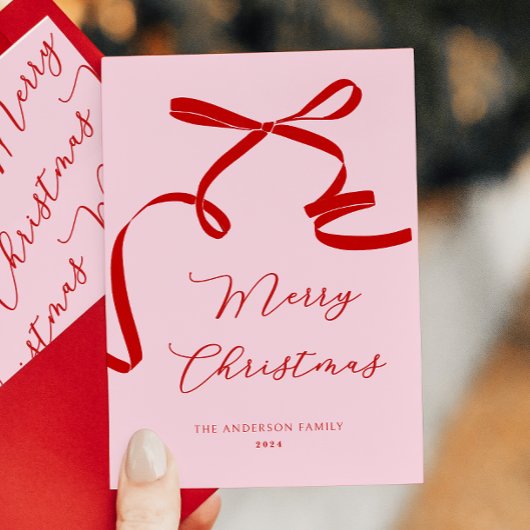 Weihnachtskarte in Rosa Feiertagskarte