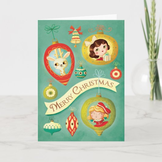 Weihnachtskarte in Vintagen Dollars & Reindeer Feiertagskarte (Vorderseite)