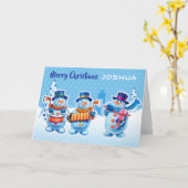 Weihnachtskarte individuelle Name Snowmen Musiker Karte (Gelbe Blume)