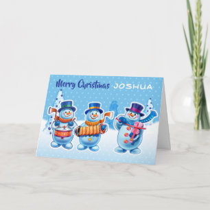 Weihnachtskarte individuelle Name Snowmen Musiker Karte