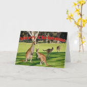 Weihnachtskarte - Kängurus im Park Karte (Gelbe Blume)