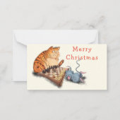 Weihnachtskarte Katze und Maus spielen Schach Mitteilungskarte (Rückseite)