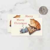 Weihnachtskarte Katze und Maus spielen Schach Mitteilungskarte (Vorderseite/Rückseite Beispiel)