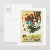 Weihnachtskarte "Kinder mit Weihnachten Holly" (Vorne/Hinten)