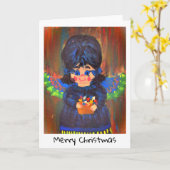 Weihnachtskarte - Kinderkunst - Engel Karte (Gelbe Blume)
